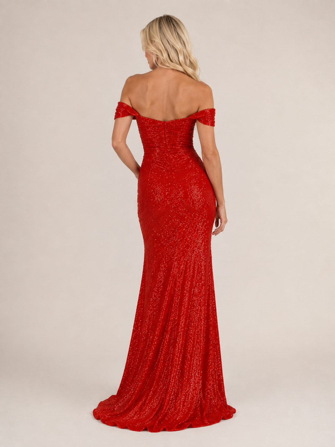 Lyselle - Glitter Avondjurk Met Hoge Split En Glansafwerking