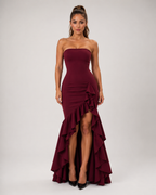 Lucette - Strapless Avondjurk met Hoge Split en Zijdetail