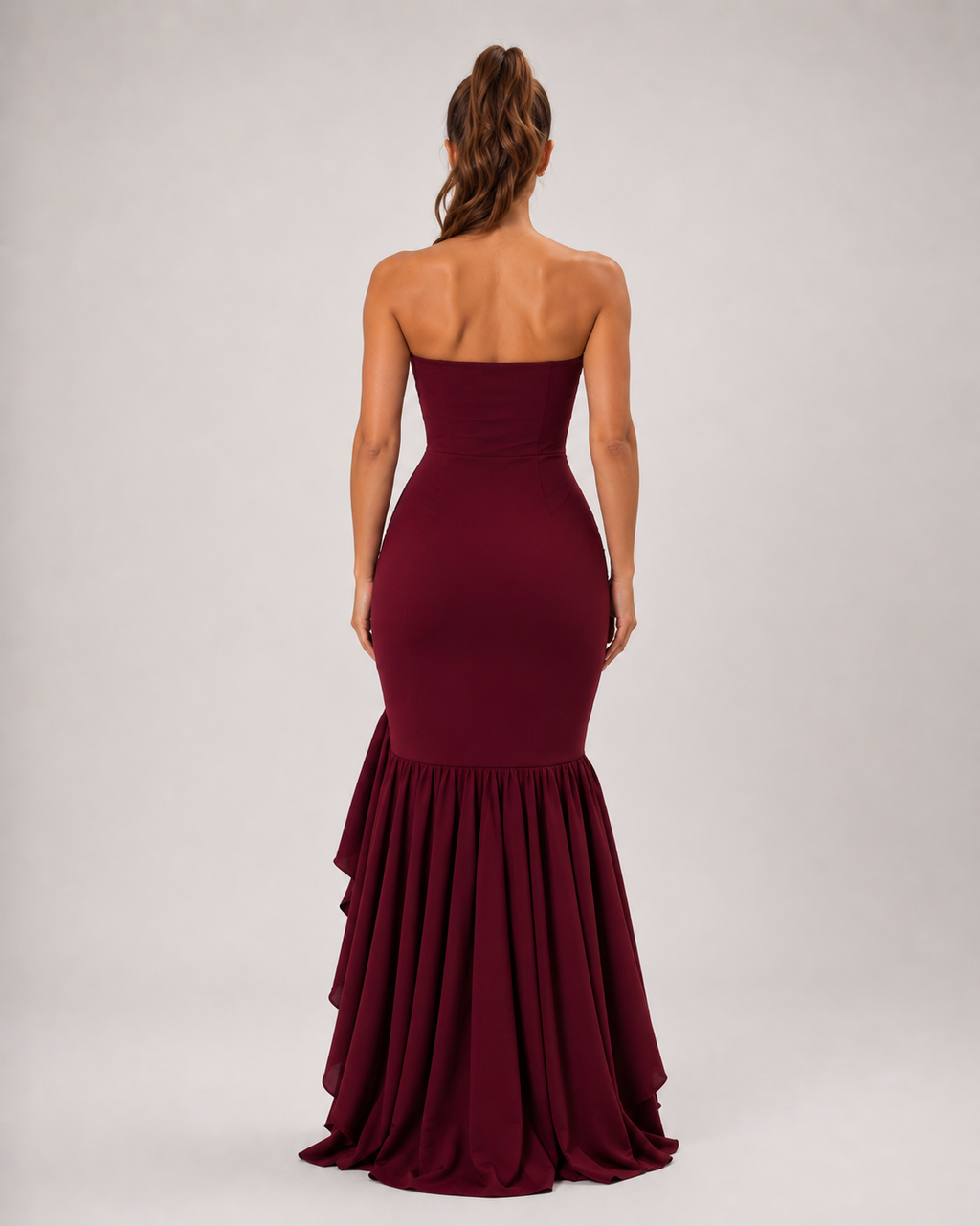 Lucette - Strapless Avondjurk met Hoge Split en Zijdetail