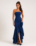 Lucette - Strapless Avondjurk met Hoge Split en Zijdetail