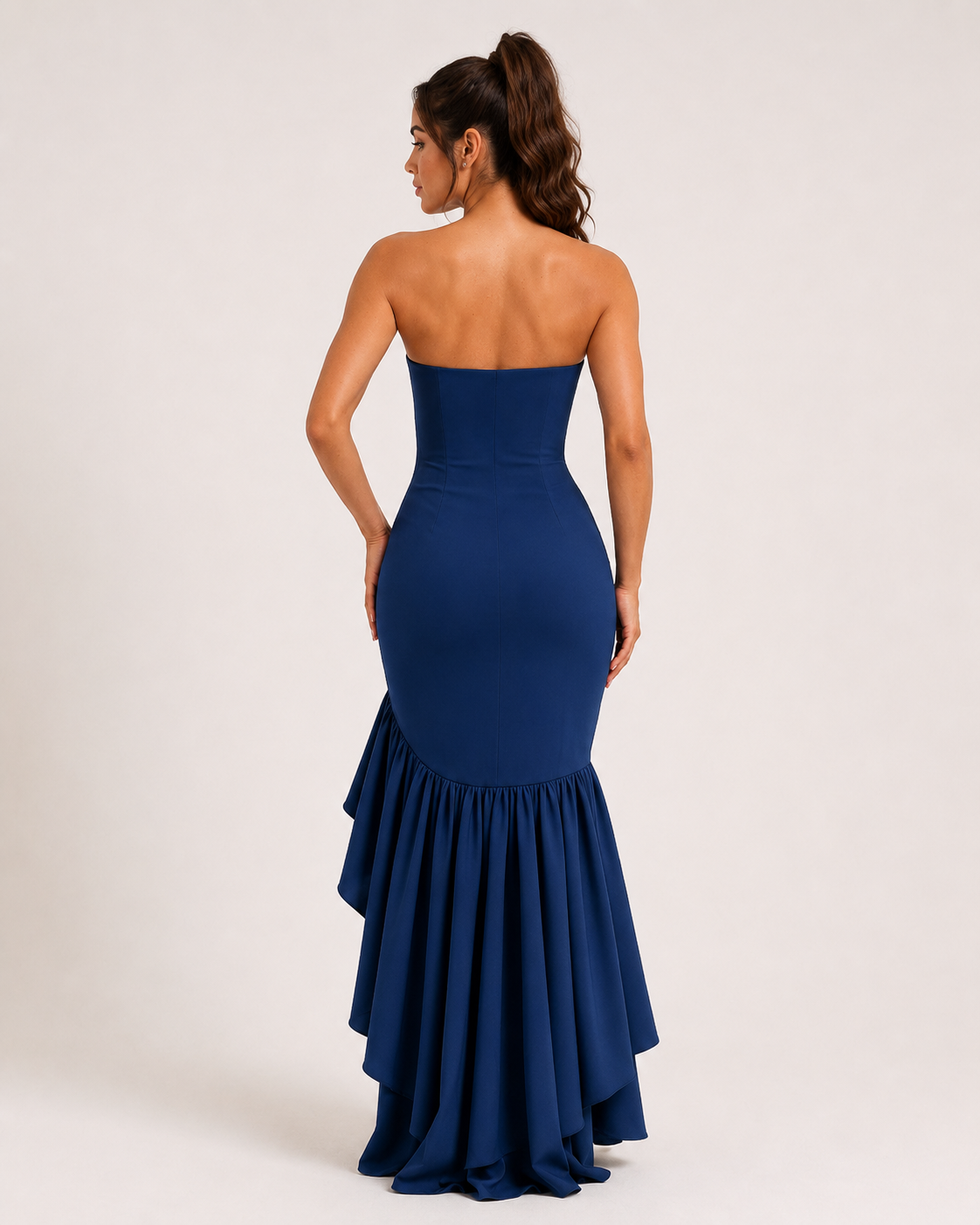 Lucette - Strapless Avondjurk met Hoge Split en Zijdetail