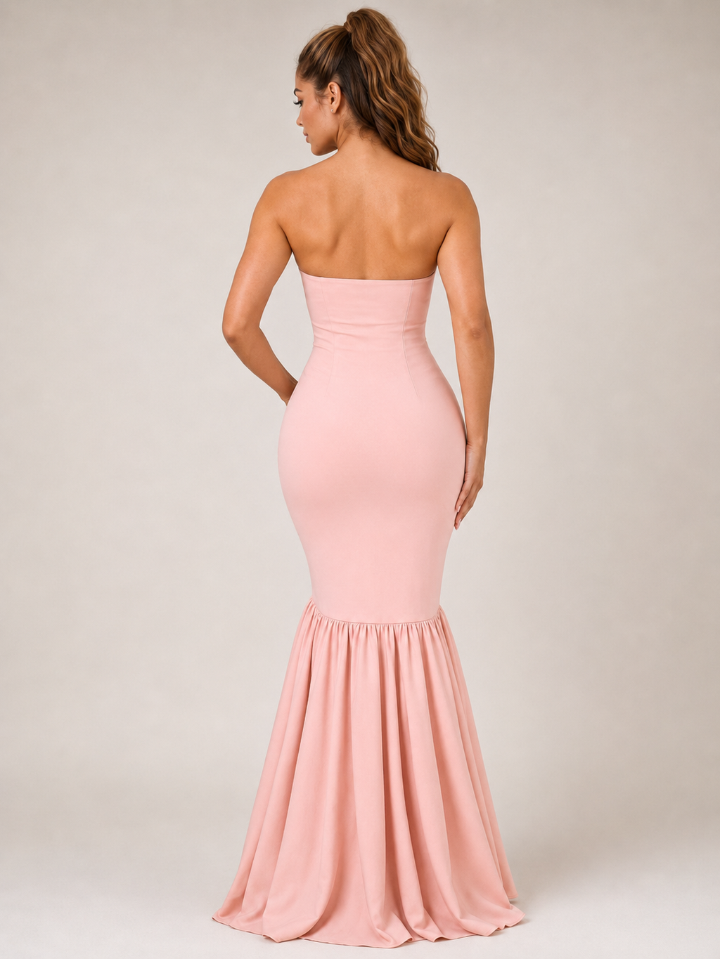Lucette - Strapless Avondjurk met Hoge Split en Zijdetail