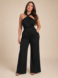 Noralie - Dames Jumpsuit Met Halterhals En Palazzo Broek