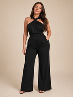 Noralie - Dames Jumpsuit Met Halterhals En Palazzo Broek