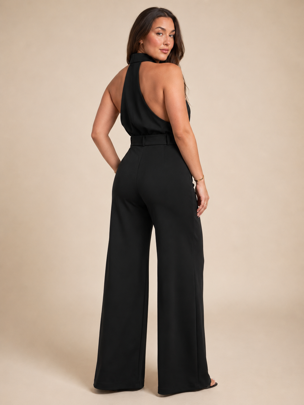 Noralie - Dames Jumpsuit Met Halterhals En Palazzo Broek