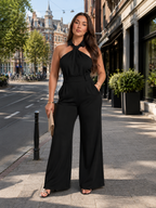 Noralie - Dames Jumpsuit Met Halterhals En Palazzo Broek