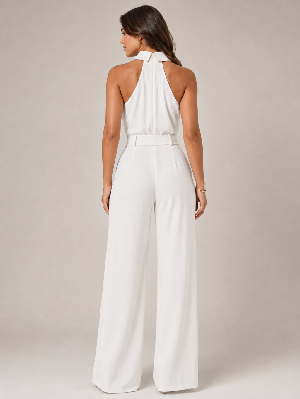 Noralie - Dames Jumpsuit Met Halterhals En Palazzo Broek
