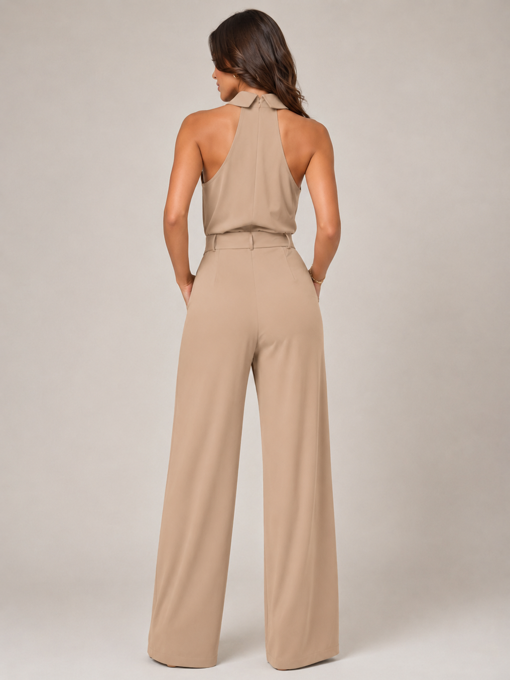 Noralie - Dames Jumpsuit Met Halterhals En Palazzo Broek