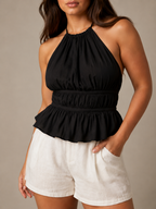 Isaline - Haltertop met Open Rug en Strikdetail
