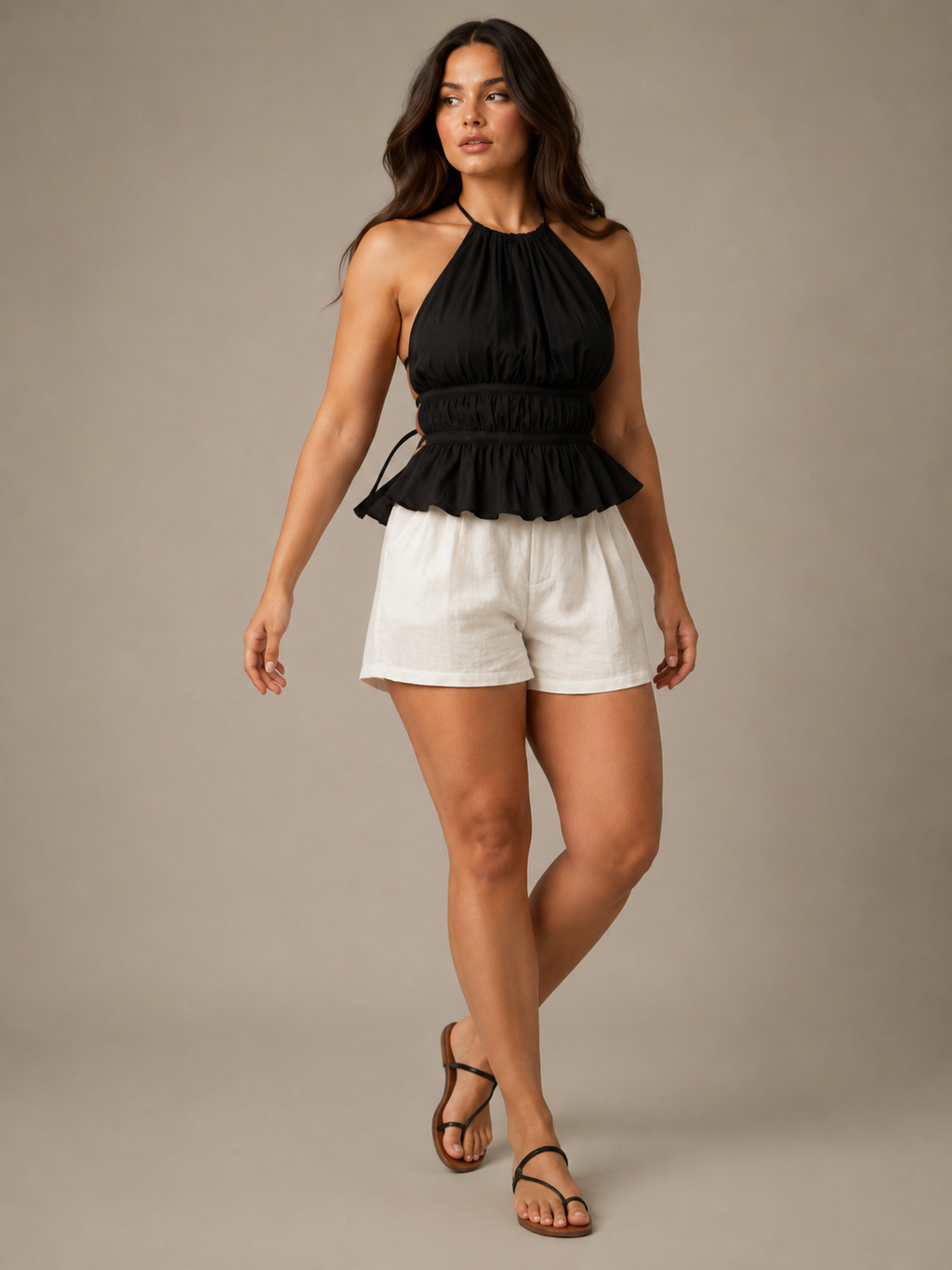 Isaline - Haltertop met Open Rug en Strikdetail