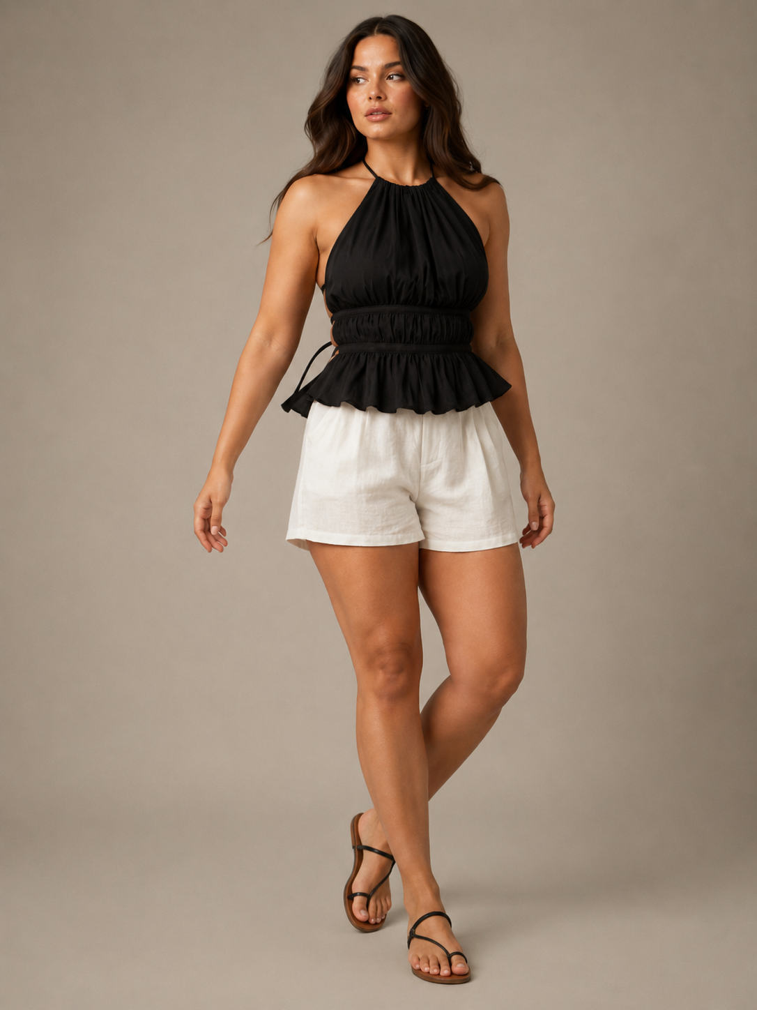 Isaline - Haltertop met Open Rug en Strikdetail