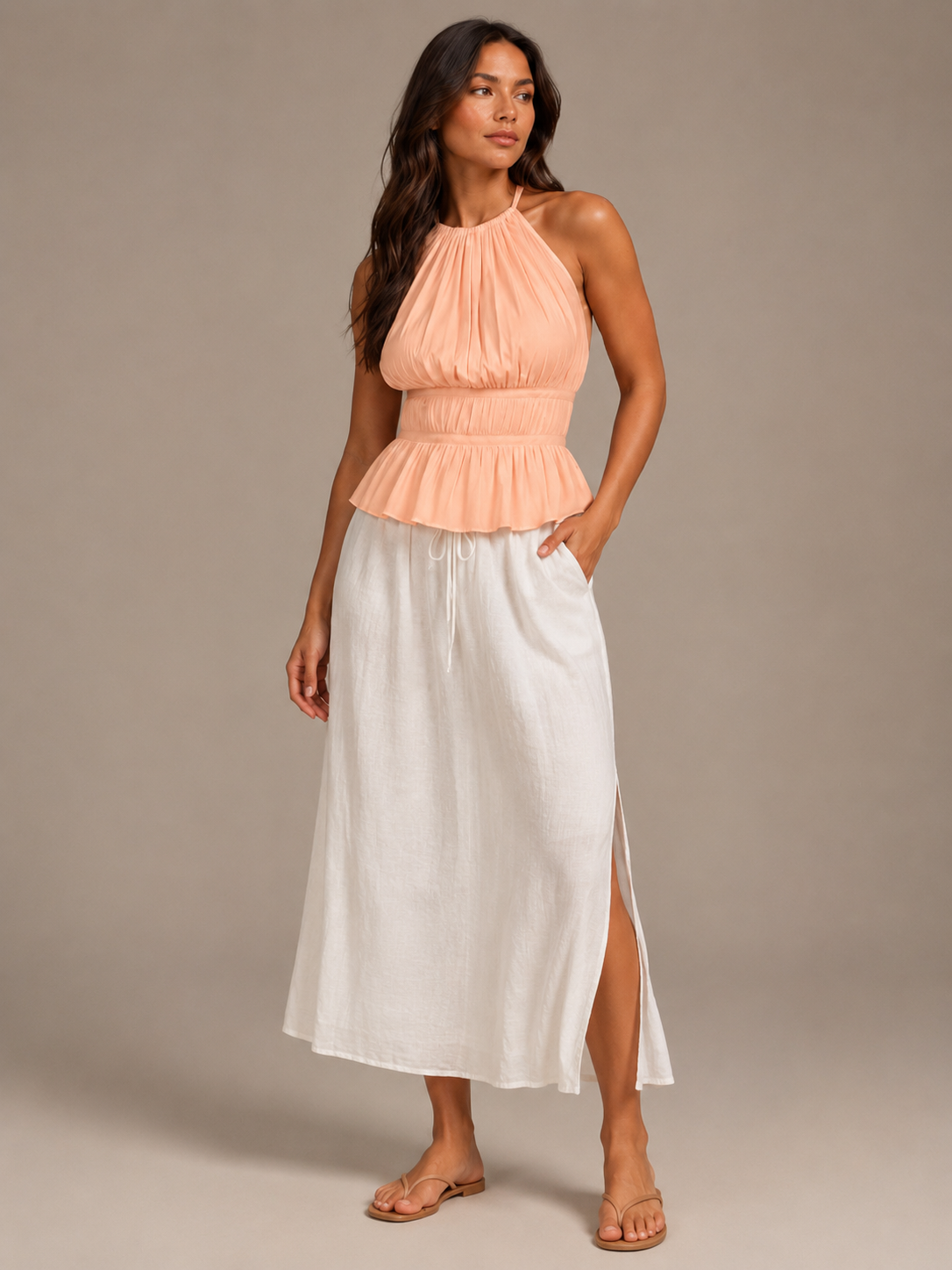 Isaline - Haltertop met Open Rug en Strikdetail