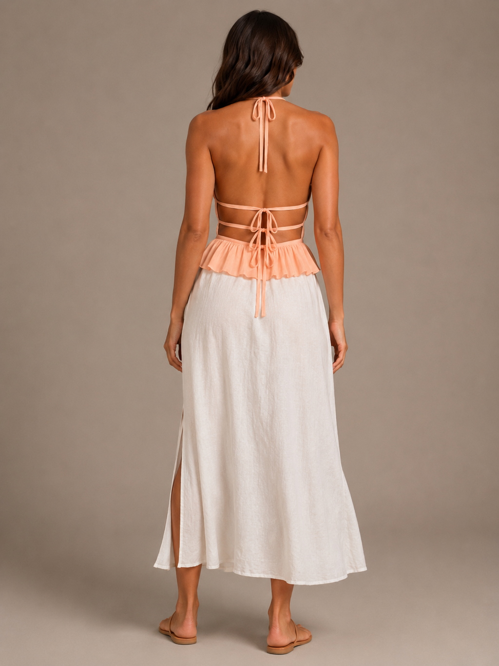 Isaline - Haltertop met Open Rug en Strikdetail