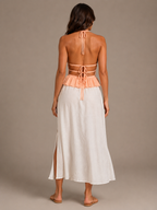 Isaline - Haltertop met Open Rug en Strikdetail