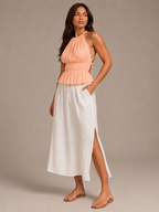 Isaline - Haltertop met Open Rug en Strikdetail