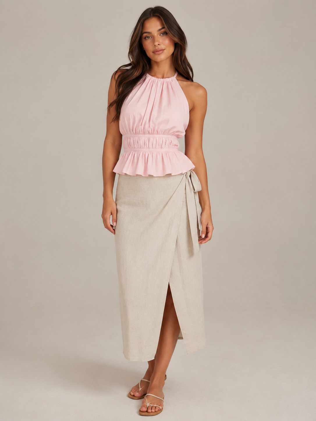 Isaline - Haltertop met Open Rug en Strikdetail