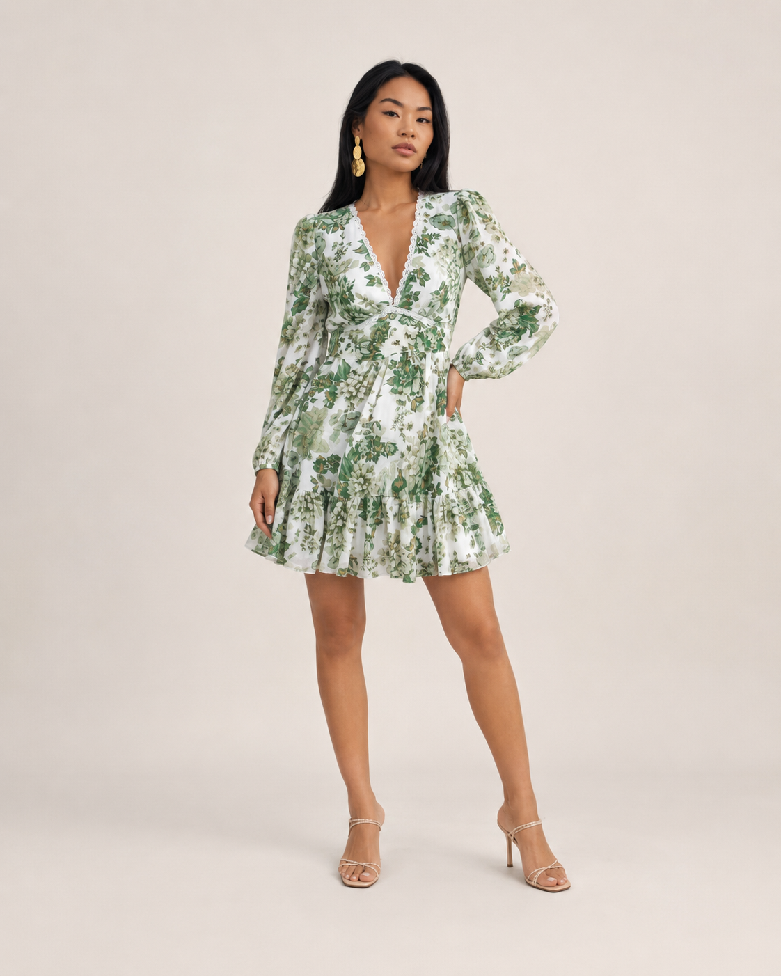 Gavina - Boho Mini-jurk Met V-hals En Bloemenprint