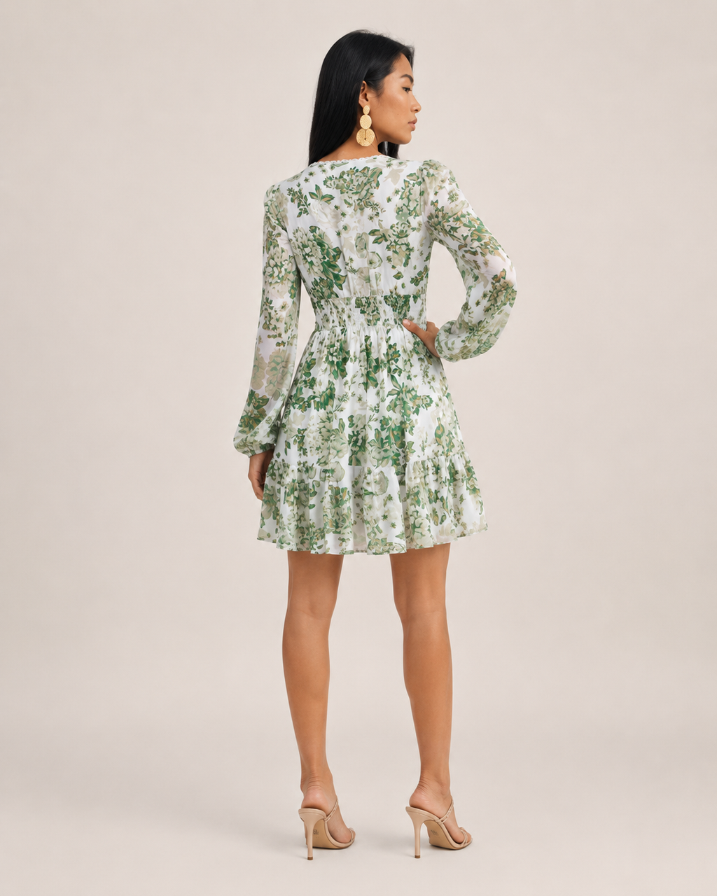 Gavina - Boho Mini-jurk Met V-hals En Bloemenprint