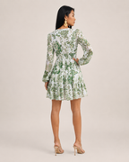 Gavina - Boho Mini-jurk Met V-hals En Bloemenprint