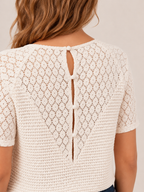 Pernille - Beige T-shirt Dames Met V-Hals En Luchtige Pasvorm