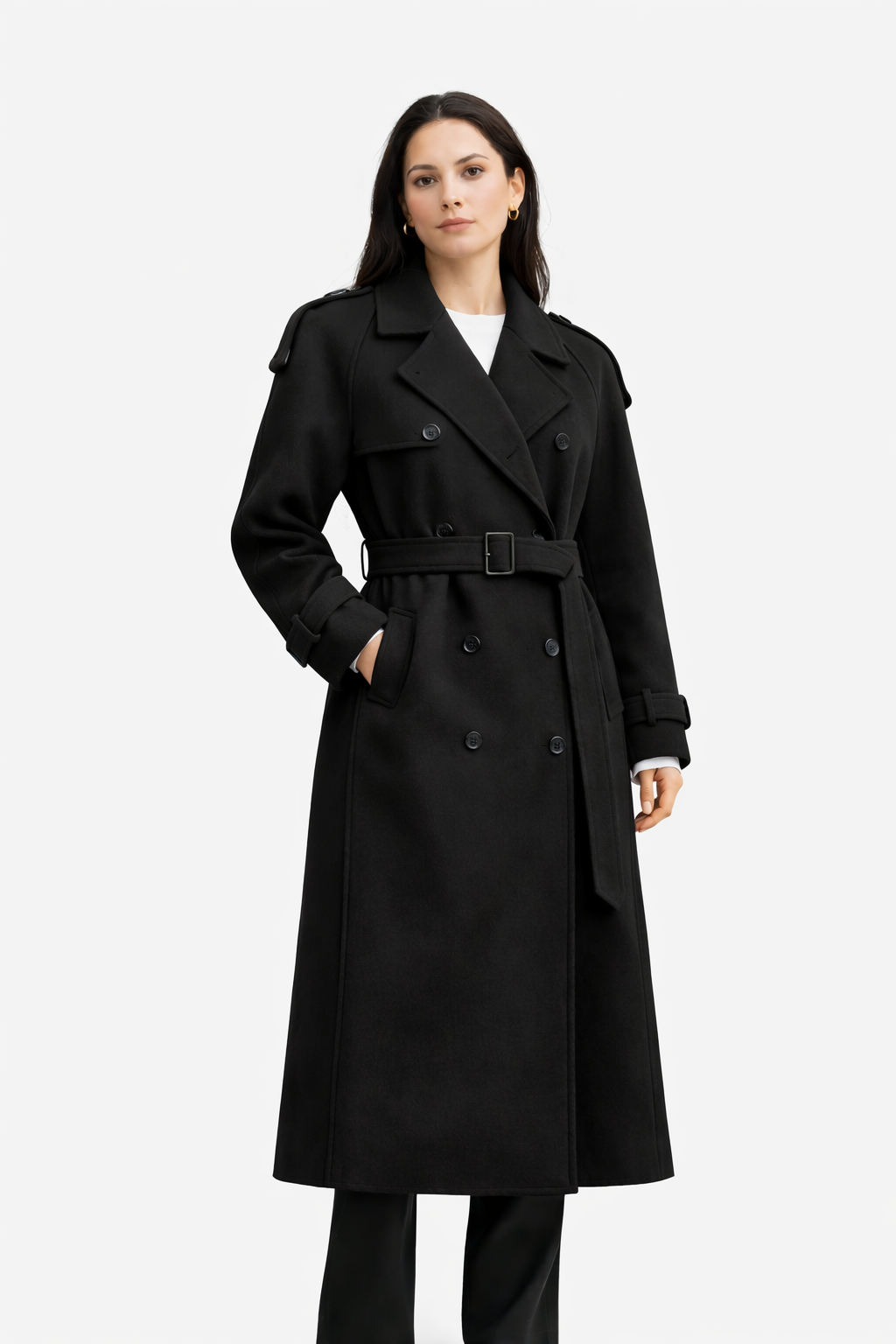 Grace Dames Winterjas – Luxe Wol Trenchcoat met Ceintuur en Double-Breasted Ontwerp