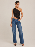 Priska - Dames One-Shoulder Top Met Kantdetails