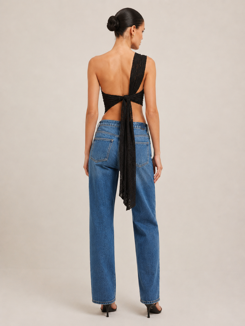 Priska - Dames One-Shoulder Top Met Kantdetails