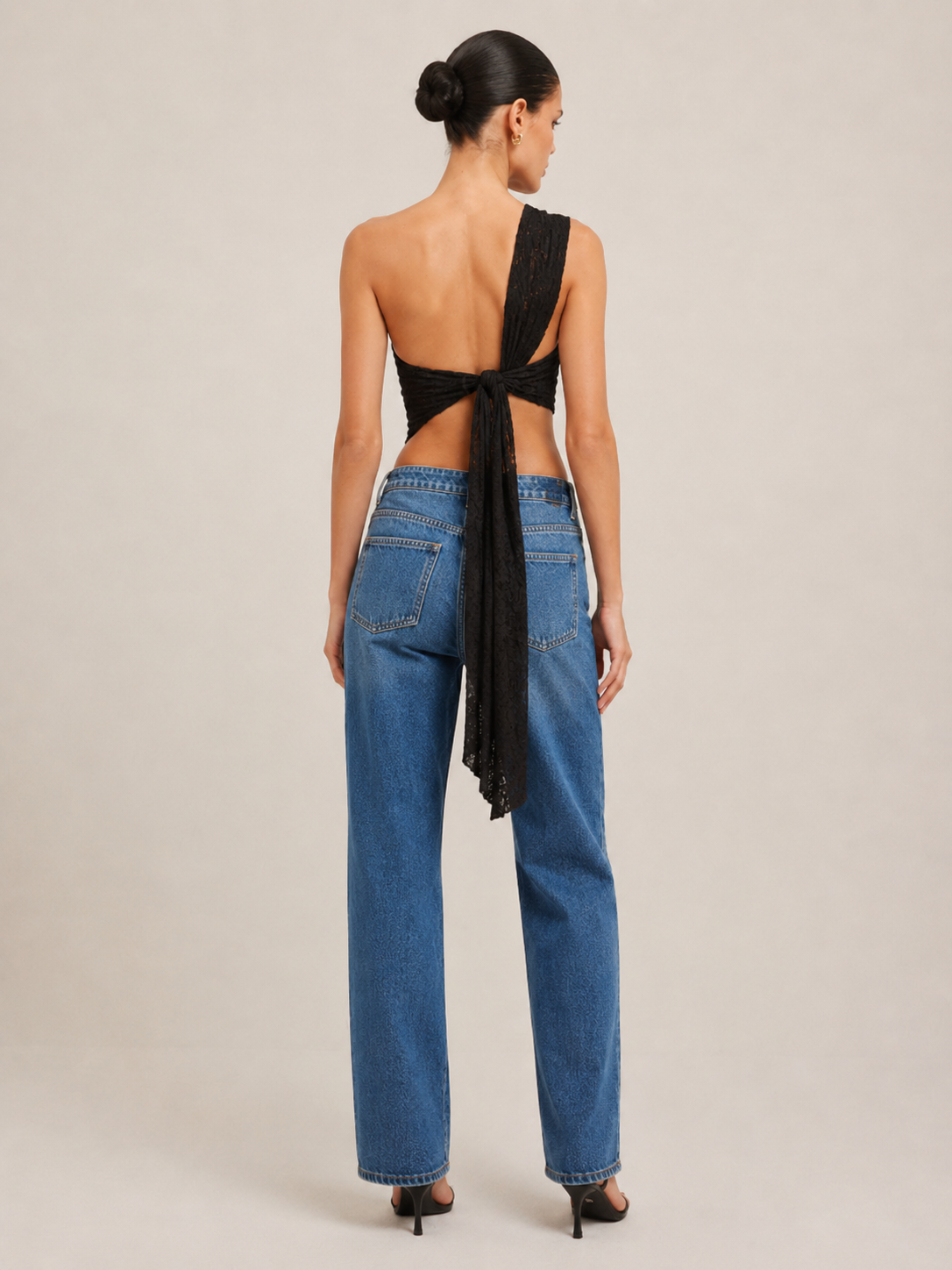 Priska - Dames One-Shoulder Top Met Kantdetails