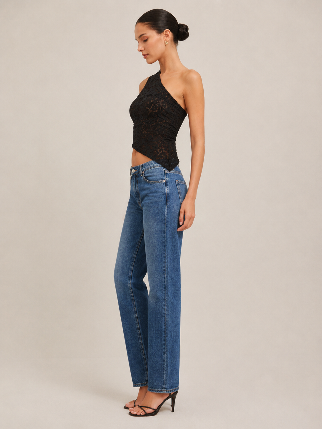 Priska - Dames One-Shoulder Top Met Kantdetails