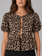 Paulette - Dames Crop Top Met Luipaardprint En Ruches