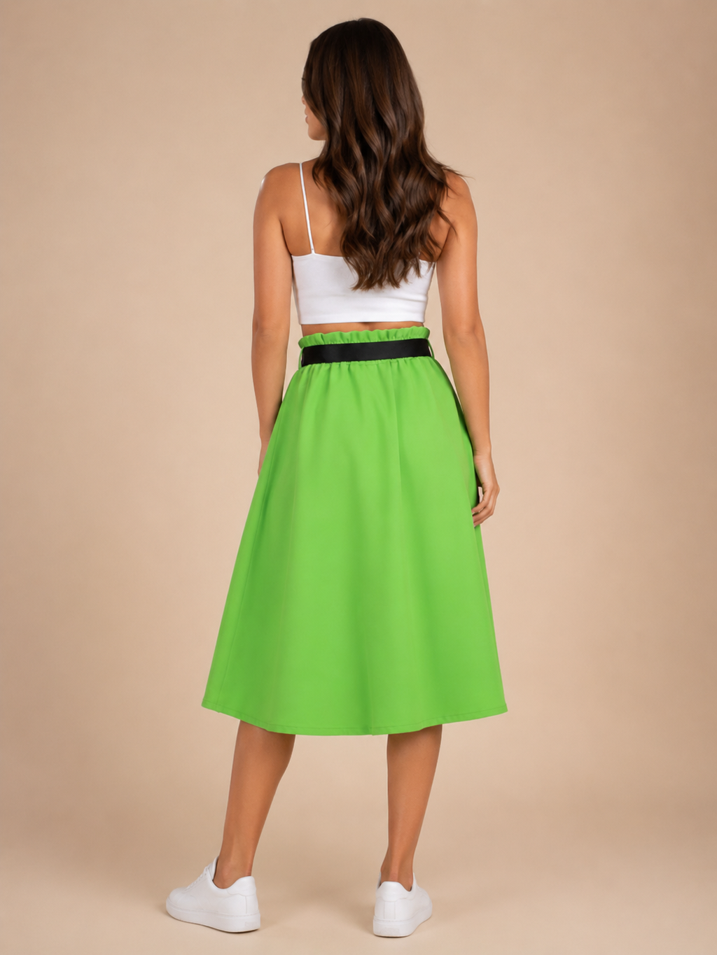 Parel - Fresh Lime Dames Midi-rok Met Hoge Taille