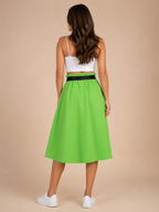 Parel - Fresh Lime Dames Midi-rok Met Hoge Taille
