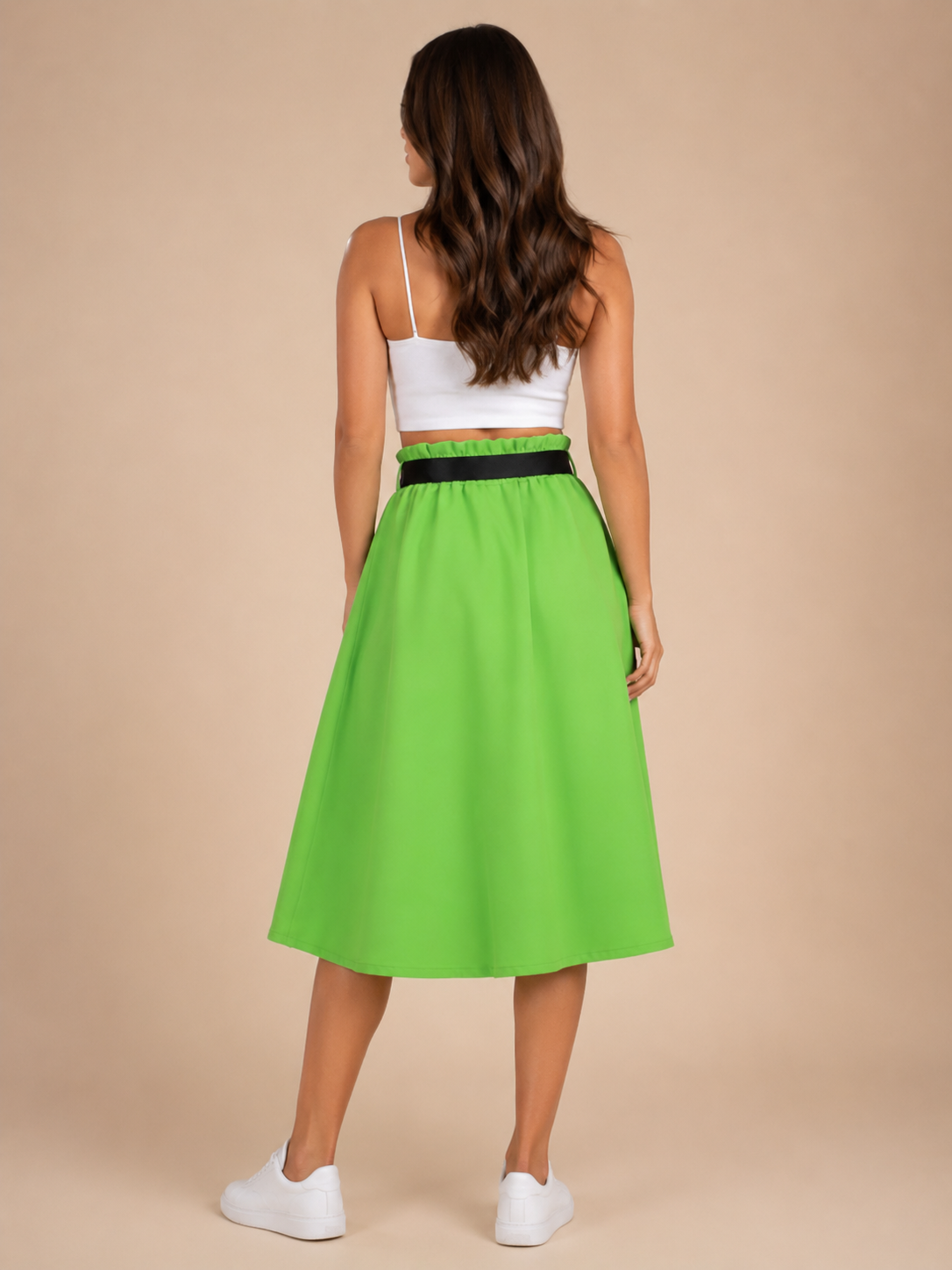 Parel - Fresh Lime Dames Midi-rok Met Hoge Taille