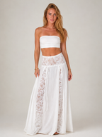 Prunella - Witte Dames Maxi-rok Met Lage Taille En Kant