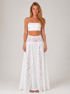 Prunella - Witte Dames Maxi-rok Met Lage Taille En Kant