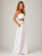 Prunella - Witte Dames Maxi-rok Met Lage Taille En Kant