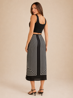 Philomena - Zwarte Dames Maxi-rok Van Ribstof Met Stretch