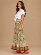 Pomeline - Meerkleurige Dames Maxi-rok Met Mediterrane Print