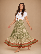 Pomeline - Meerkleurige Dames Maxi-rok Met Mediterrane Print