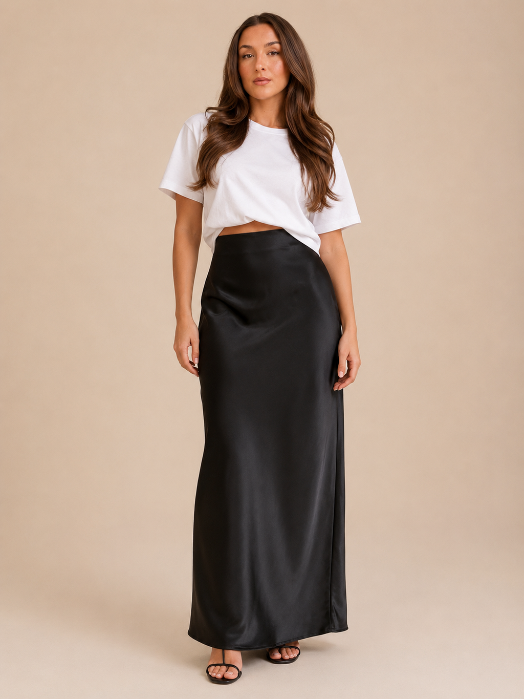 Priya - Satijnen Dames Maxi-rok Met Hoge Taille