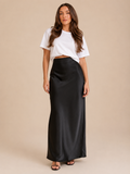 Priya - Satijnen Dames Maxi-rok Met Hoge Taille