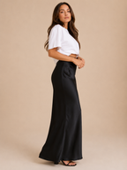 Priya - Satijnen Dames Maxi-rok Met Hoge Taille
