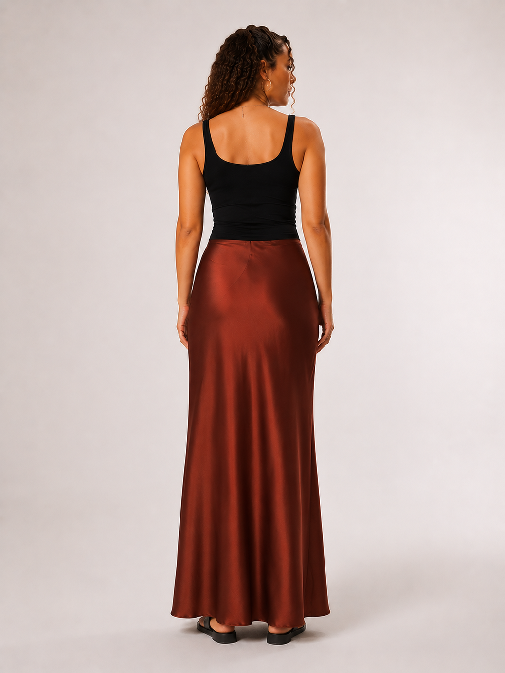 Priya - Satijnen Dames Maxi-rok Met Hoge Taille