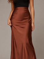 Priya - Satijnen Dames Maxi-rok Met Hoge Taille