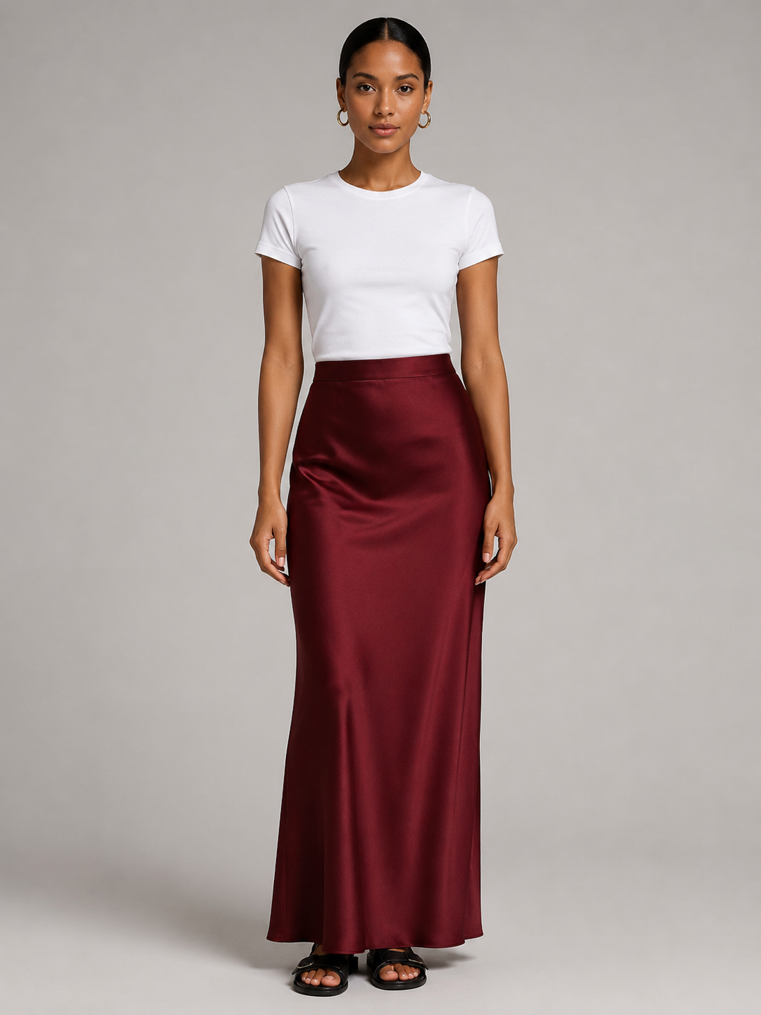 Priya - Satijnen Dames Maxi-rok Met Hoge Taille