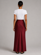 Priya - Satijnen Dames Maxi-rok Met Hoge Taille