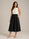 Polina - Dames Midi-rok Met Hoge Taille En Plooien