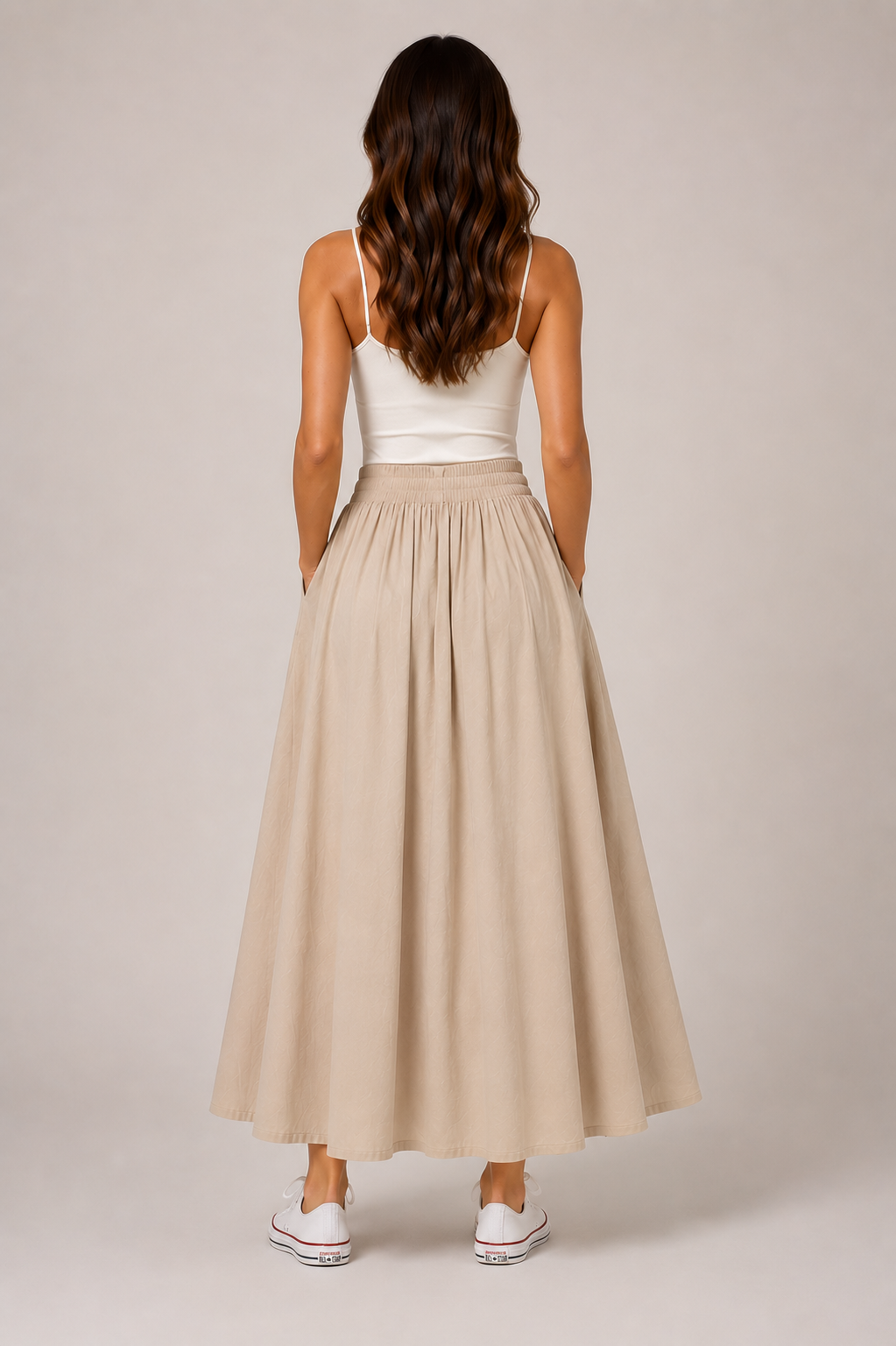 Polina - Dames Midi-rok Met Hoge Taille En Plooien