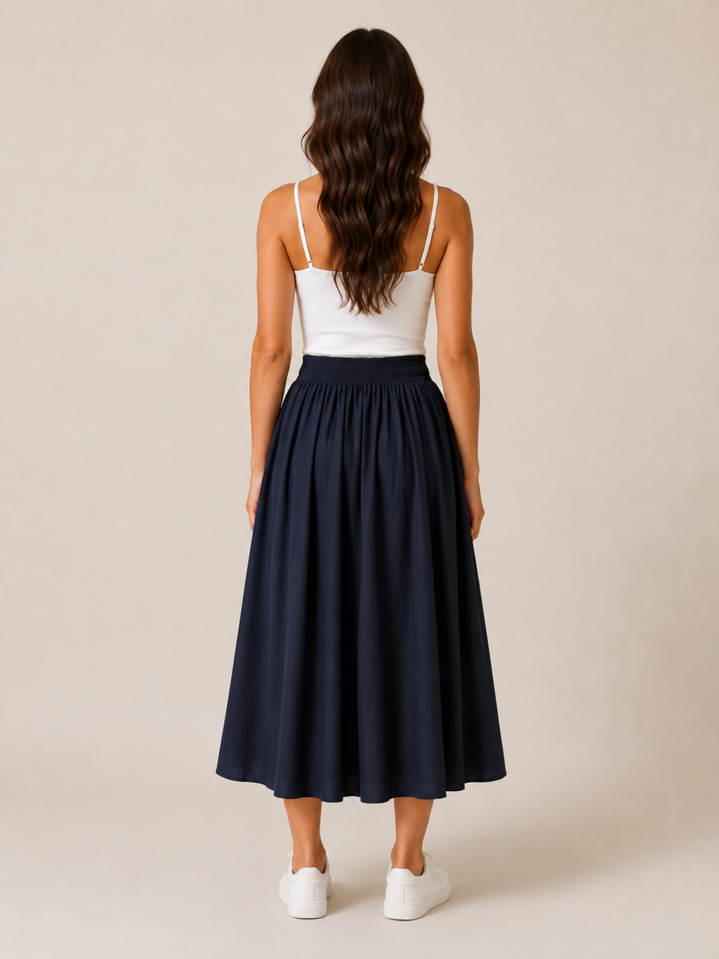 Polina - Dames Midi-rok Met Hoge Taille En Plooien