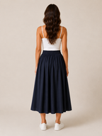 Polina - Dames Midi-rok Met Hoge Taille En Plooien